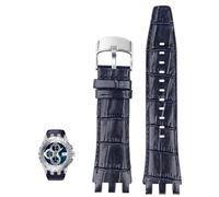 dongriuk Correa de cuero genuino para reloj Swatch SVG Mechanical Series Svgk403 402 SVGB400, pulsera para hombre(Blue-silver)