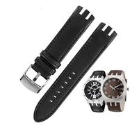 dongriuk Correa de cuero genuino para reloj Swatch Yts401 402403g Arc Interface, accesorios para correas de reloj(Black-silver)