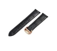 dongriuk Correa de cuero genuino para reloj Tank London Solo, resistente al agua, cómoda y de una sola cola.(Black-Rose-Z4,22mm)