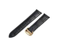 dongriuk Correa de cuero genuino para reloj Tank London Solo, resistente al agua, cómoda y de una sola cola.(Black-Golden-Z4,23mm)