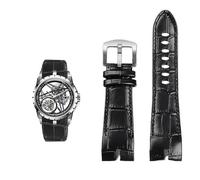 dongriuk Correa de cuero genuino para Roger Dubuis King EXCALIBUR. Accesorio de pulsera.(Black silver)