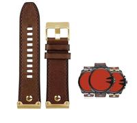 dongriuk Correa de cuero para reloj Diesel DZ4318 DZ4283 DZ4281 DZ4323 DZ7343. Pulsera de piel de vaca para hombre.(A brown golden pin,24mm)