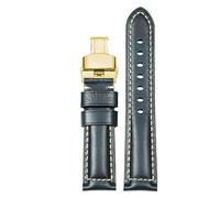 dongriuk Correa de cuero para reloj Hamilton Jazzmaster Khaki Aviation, correa de piel de vaca con hebilla de mariposa, cadena de reloj para hombre(Blueg,22mm)