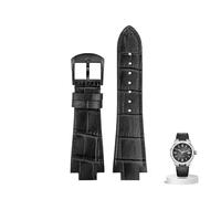 dongriuk Correa de cuero para reloj Maurice Lacroix AIKON AI6008 AI6038 AI6058, pulsera de cuero de vaca para hombre.(Black black pin)