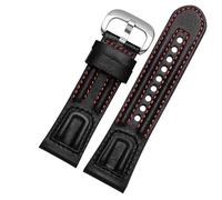 dongriuk Correa de cuero para reloj Seven Fridays M2/02/P1B/M1/M2/S2/Q2, correa de reloj vintage con interfaz plana(Red line silver)