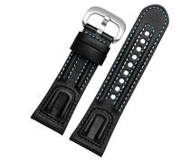 dongriuk Correa de cuero para reloj Seven Fridays M2/02/P1B/M1/M2/S2/Q2, correa de reloj vintage con interfaz plana(Blue line silver)