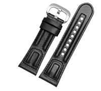 dongriuk Correa de cuero para reloj Seven Fridays M2/02/P1B/M1/M2/S2/Q2, correa de reloj vintage con interfaz plana(Black line silver)