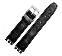 dongriuk Correa de cuero para reloj Swatch de piel de vaca, accesorios de repuesto para hombre y mujer.(Black silver)