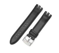 dongriuk Correa de cuero para reloj Swatch Yts401 402403g Arc Interface, accesorios de correa de reloj de 20 mm(Black-Steel)