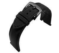 dongriuk Correa de nailon para reloj Blancpain Fifty Fathoms BM8475 Correa para SEIKO 5(A Black Line-Black,22mm)