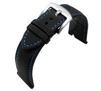 dongriuk Correa de nailon para reloj Blancpain Fifty Fathoms BM8475 Correa para SEIKO 5(A Blue Line-Silver,22mm)