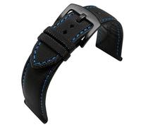 dongriuk Correa de nailon para reloj Blancpain Fifty Fathoms BM8475 Correa para SEIKO 5(A Blue Line-Black,22mm)
