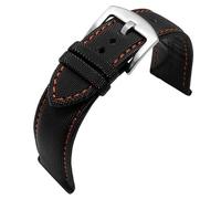 dongriuk Correa de nailon para reloj Blancpain Fifty Fathoms BM8475 Correa para SEIKO 5(A Orange Line-Silver,21mm)