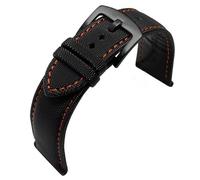 dongriuk Correa de nailon para reloj Blancpain Fifty Fathoms BM8475 Correa para SEIKO 5(A Orange Line-Black,23mm)