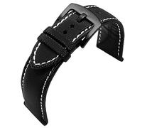 dongriuk Correa de nailon para reloj Blancpain Fifty Fathoms BM8475 Correa para SEIKO 5(A White Line-Black,20mm)