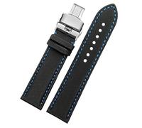 dongriuk Correa de nailon para reloj Blancpain Fifty Fathoms BM8475 Correa para SEIKO 5(B Blue Line-Silver,22mm)