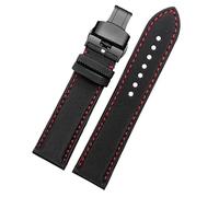 dongriuk Correa de nailon para reloj Blancpain Fifty Fathoms BM8475 Correa para SEIKO 5(B Red Thread-Black,21mm)