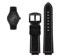 dongriuk Correa de piel de vaca para reloj MAURICE LACROIX AIKON AI6008 AI6038 AI6058, correa de piel vintage resistente al agua.(Blackb)