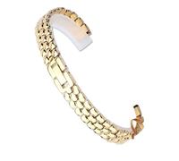 dongriuk Correa de reloj de acero inoxidable, esfera de tamaño pequeño, pulsera de señora, correa de repuesto, cadena de reloj de moda(Gold,12mm)