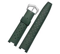 dongriuk Correa de reloj de caucho para la serie Cartier Pasha, accesorio de cadena con muescas.(Greens,22-15mm)