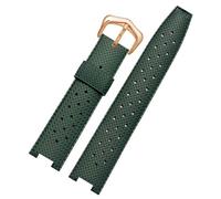 dongriuk Correa de reloj de caucho para la serie Cartier Pasha, accesorio de cadena con muescas.(Greenp,22-15mm)