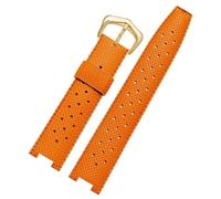 dongriuk Correa de reloj de caucho para la serie Cartier Pasha, accesorio de cadena con muescas.(Orangeg,20-10mm)