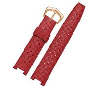 dongriuk Correa de reloj de caucho para la serie Cartier Pasha, accesorio de cadena con muescas.(Redp,20-12mm)