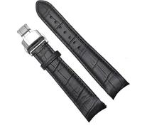 dongriuk Correa De Reloj De Cuero Genuino Con Extremo Curvo Para Citizen BL9002-37 05A BT0001-12E 01A Con Hebilla De Mariposa 20mm 21mm 22mm(Black silver,22mm)