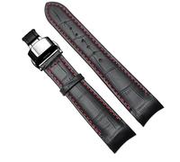 dongriuk Correa De Reloj De Cuero Genuino Con Extremo Curvo Para Citizen BL9002-37 05A BT0001-12E 01A Con Hebilla De Mariposa 20mm 21mm 22mm(Blackred black,22mm)
