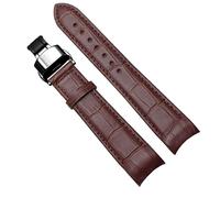 dongriuk Correa De Reloj De Cuero Genuino Con Extremo Curvo Para Citizen BL9002-37 05A BT0001-12E 01A Con Hebilla De Mariposa 20mm 21mm 22mm(Brown black,21mm)