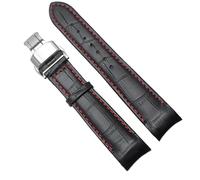 dongriuk Correa De Reloj De Cuero Genuino Con Extremo Curvo Para Citizen BL9002-37 05A BT0001-12E 01A Con Hebilla De Mariposa 20mm 21mm 22mm(Blackred silver,20mm)