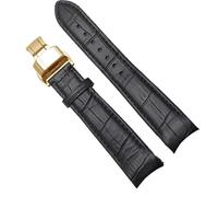 dongriuk Correa De Reloj De Cuero Genuino Con Extremo Curvo Para Citizen BL9002-37 05A BT0001-12E 01A Con Hebilla De Mariposa 20mm 21mm 22mm(Black gold,21mm)