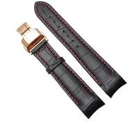 dongriuk Correa De Reloj De Cuero Genuino Con Extremo Curvo Para Citizen BL9002-37 05A BT0001-12E 01A Con Hebilla De Mariposa 20mm 21mm 22mm(Blackred rose,21mm)