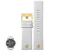 dongriuk Correa de reloj de cuero genuino para Diesel DZ4323/7395/7313/7350, cadena de reloj con grano de lichi.(Whiteg,28mm)