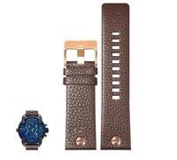dongriuk Correa de reloj de cuero genuino para Diesel DZ4323/7395/7313/7350, cadena de reloj con grano de lichi.(Brownr,30mm)