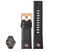 dongriuk Correa de reloj de cuero genuino para Diesel DZ4323/7395/7313/7350, cadena de reloj con grano de lichi.(Blackr,24mm)