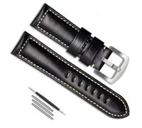 dongriuk Correa de reloj de cuero para Panerai PAM111/fossil/Breitling, reemplazo de accesorios de correa de cadena de reloj(Black silver,22mm)