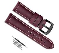 dongriuk Correa de reloj de cuero para Panerai PAM111/fossil/Breitling, reemplazo de accesorios de correa de cadena de reloj(Wine red black,22mm)