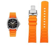 dongriuk Correa de reloj de goma curva para hombre para Mido Multifort TV M049.526 Sport Watchband de liberación rápida, correa de silicona verde y azul.(Orange Silver Foldin)
