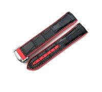 dongriuk Correa De Reloj De Goma De Cuero Para Omega HydroConquest Seamaster 300 Speedmaster AT150 Correa Deportiva 19mm 20mm 21mm 22mm(Black leather red,22mm)