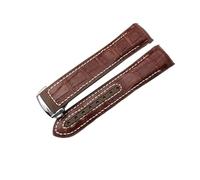 dongriuk Correa De Reloj De Goma De Cuero Para Omega HydroConquest Seamaster 300 Speedmaster AT150 Correa Deportiva 19mm 20mm 21mm 22mm(Brown leather white,21mm)