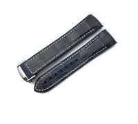 dongriuk Correa De Reloj De Goma De Cuero Para Omega HydroConquest Seamaster 300 Speedmaster AT150 Correa Deportiva 19mm 20mm 21mm 22mm(Blue leather white,20mm)