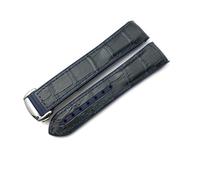 dongriuk Correa De Reloj De Goma De Cuero Para Omega HydroConquest Seamaster 300 Speedmaster AT150 Correa Deportiva 19mm 20mm 21mm 22mm(Blue leather blue,22mm)