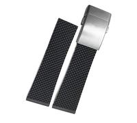 dongriuk Correa de reloj de goma trenzada de 22mm y 24mm para Breitling Avenger Superocean Heritage, pulseras, accesorios de repuesto(Black 1 silver,24mm)