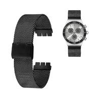 dongriuk Correa de reloj de malla metálica transpirable para Swatch de acero inoxidable(Black a,17mm)