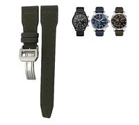 dongriuk Correa De Reloj De Piel De Becerro De Nailon Para IWC Big Pilot IW377714 Mark18 SPITFIRE Correa De Lona 22mm 21mm 20mm(Green Green line 1,22mm)