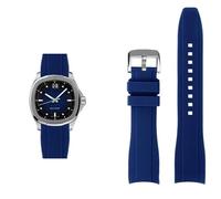 dongriuk Correa de silicona curva naranja para reloj Mido Multifort TV M049.526 M049, repuesto suave con hebilla de metal.(Blue silver pin)