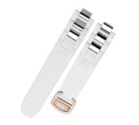 dongriuk Correa De Silicona De 20x10mm Para Cartier 21st Century, Correa De Reloj Impermeable Convexa, Accesorios De Cadena De Reloj(White Rose Gold)
