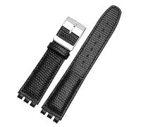 dongriuk Correas de cuero para reloj SWATCH YRS con hebilla cóncava-convexa(Black c,17mm)