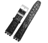 dongriuk Correas de cuero para reloj SWATCH YRS con hebilla cóncava-convexa(Black d,17mm)